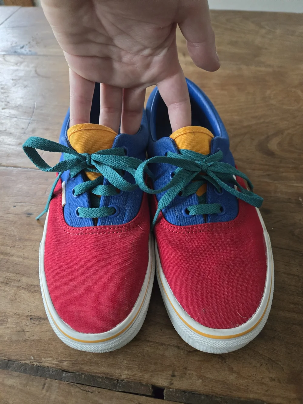 Vans Two-Tone Red & Blue Canvas Sneakers